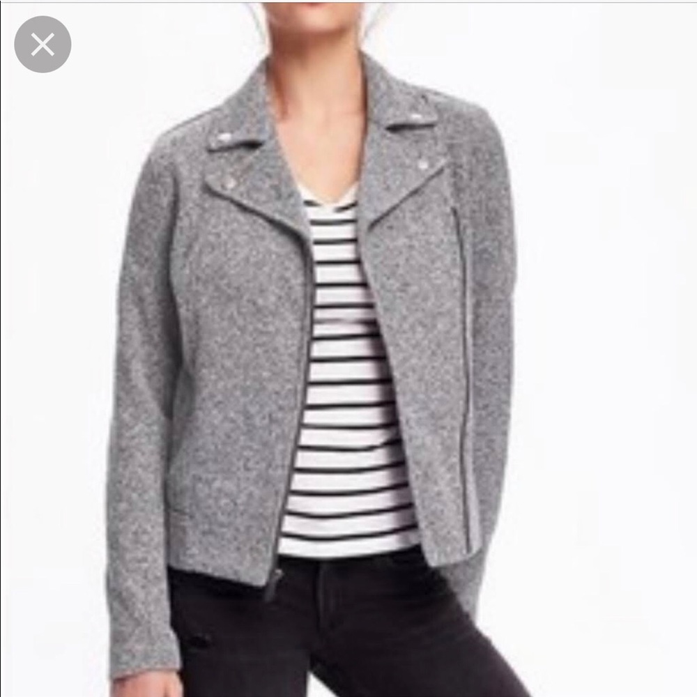 Old Navy Gray Marled Motto Jacket XS